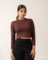Ribbed Spandex Long Sleeve Crop Top 70771